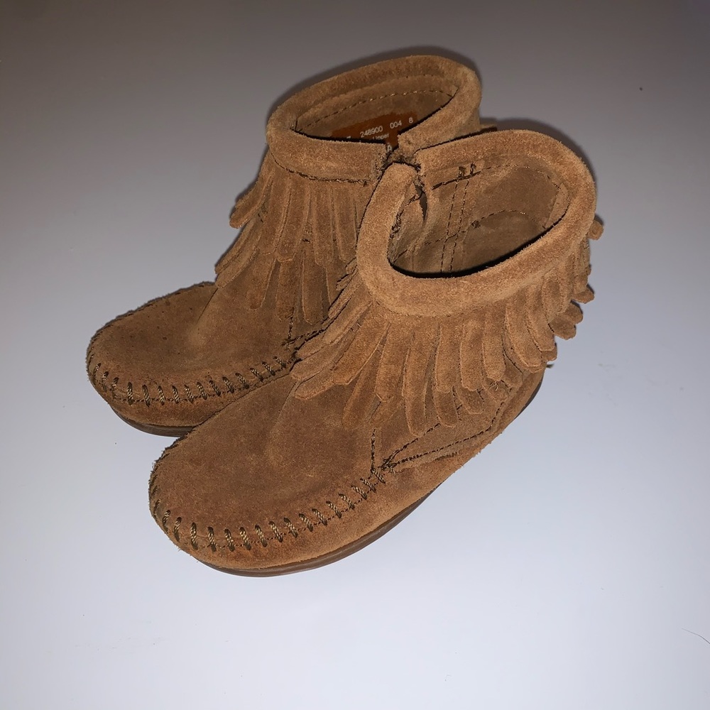 Minnetonka Double Fringe Side Zip Boot